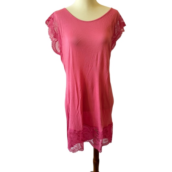 LA PERLA T SHIRT DRESS LACE LUXURIOUS MODERN SOFT MODAL SEXY FEMININE PINK M - Picture 2 of 13